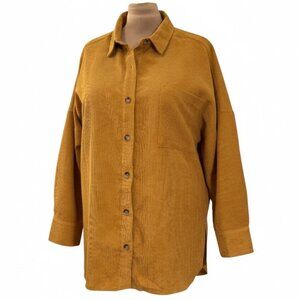 HEYSON Oversized Corduroy Button-Down Tunic Shirt Shacket Jacket, 2XL